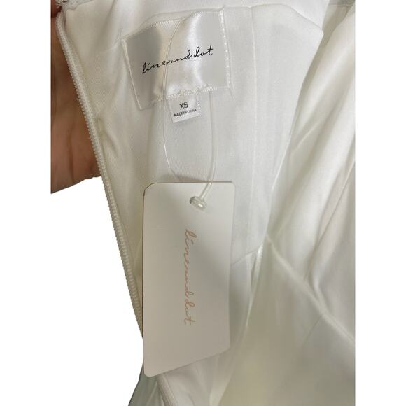 Line and Dot Samara Midi Dress Off Shoulder Puff Formal Bachelorette Bridal XS - Picture 10 of 12